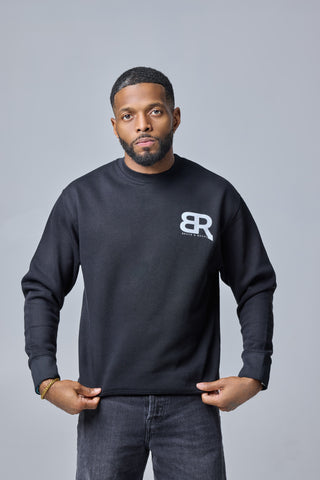 BR CREST PREMIUM UNISEX CREWNECK — BLACK