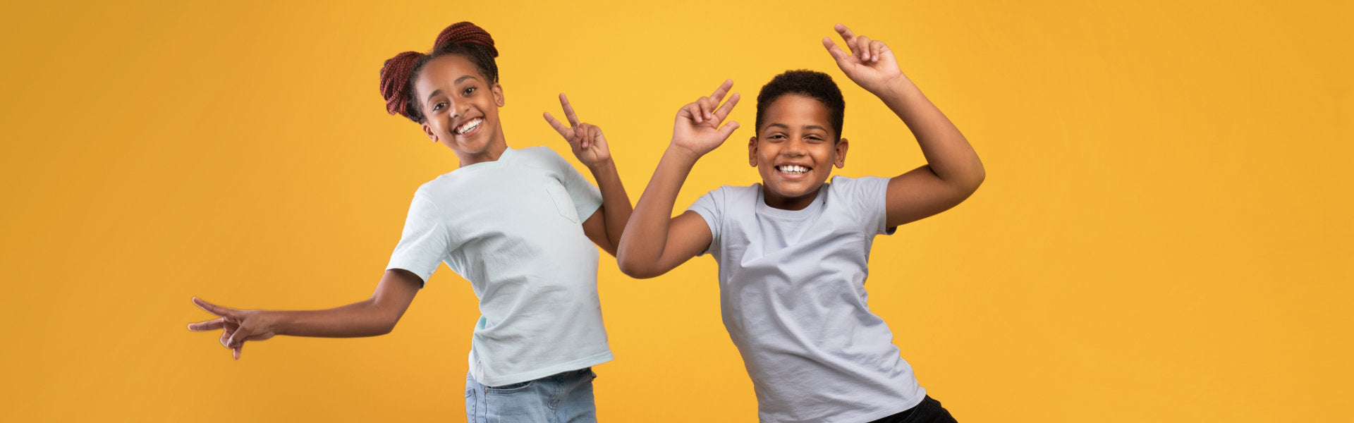 two children jumping