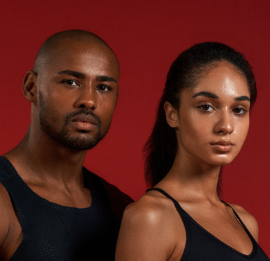 man and woman with fierce expression